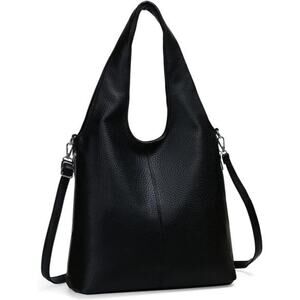 Hobo Shoulder Black Vegan Leather Bag for Women Soft Retro Top Handle Crossbody